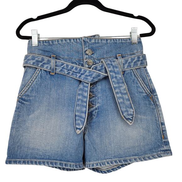 GRLFRND Tie Belted Waist Button Fly Brynn Shorts In Perfect Ten Size 26 - Picture 2 of 7